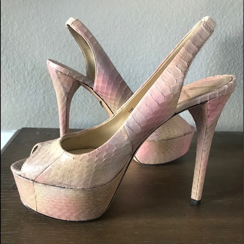 Brian Atwood Blush Peep toe sling back Heels